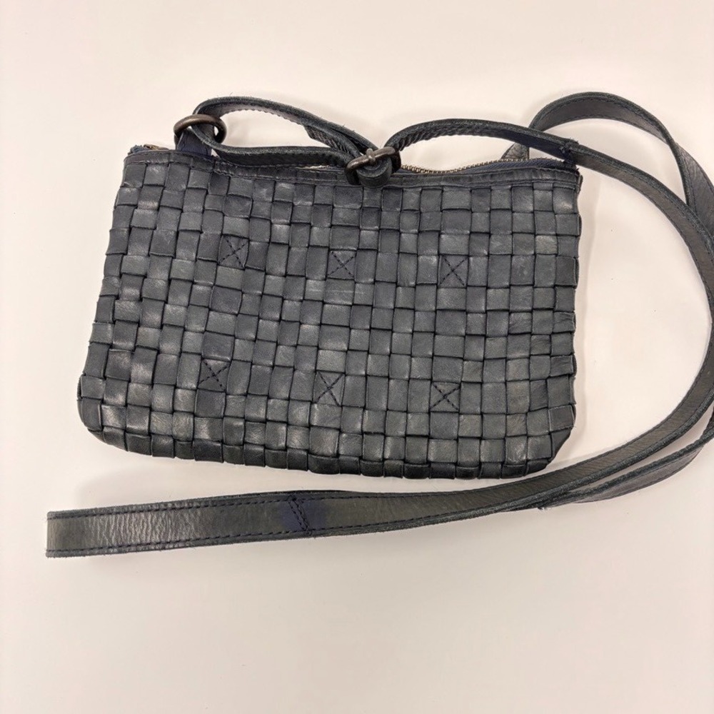 Ashwood Leather Heritage Bag Navy Blue Leather Woven Plaited Crossbody England